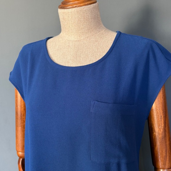 Marine Layer Midi Dress | Size XS | Blue Stretch Cap Sleeve Minimalist - Picture 1 of 6